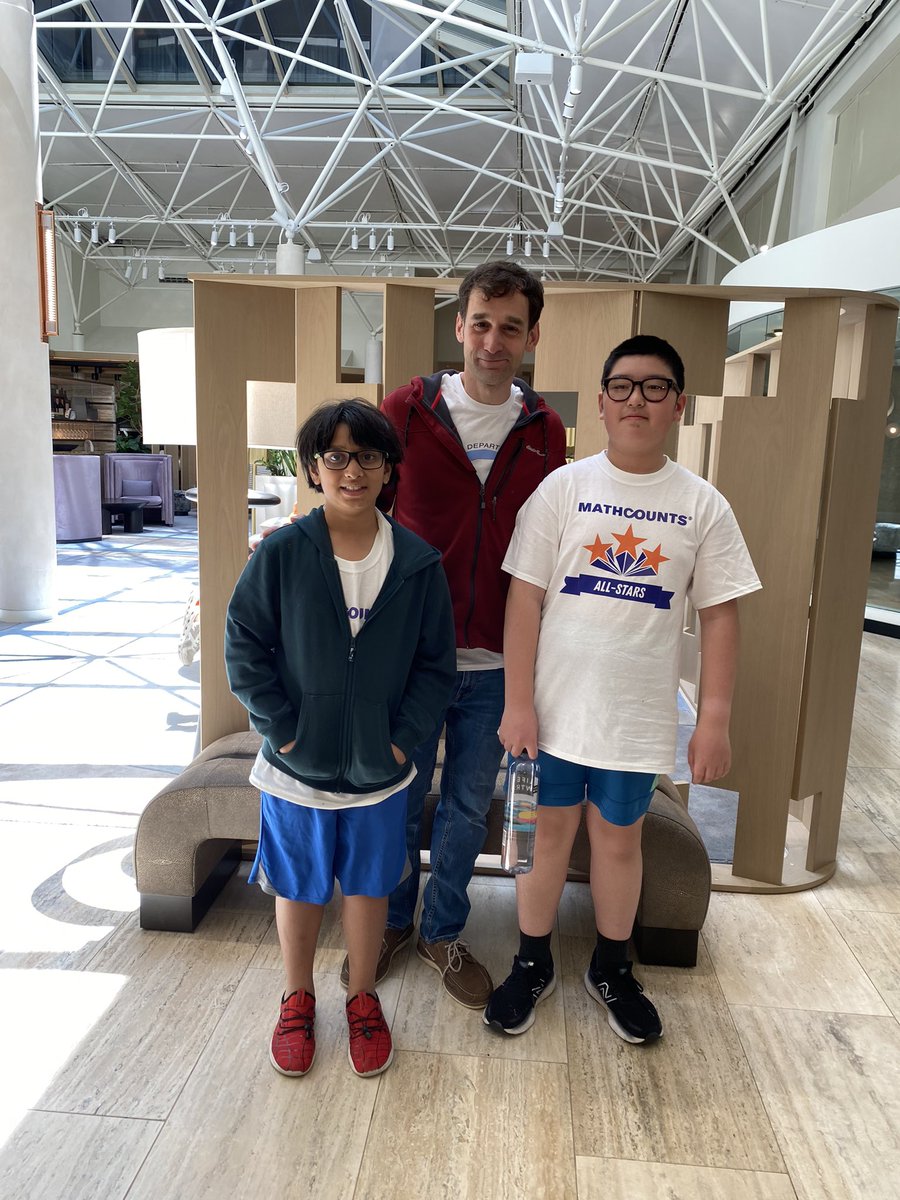 Indiana MathCounts team placed 20th. I am so proud of them and so exited for next year with three that will only get better. Congratulations to Roland Li and Arjun Raman to represent West Lafayette.