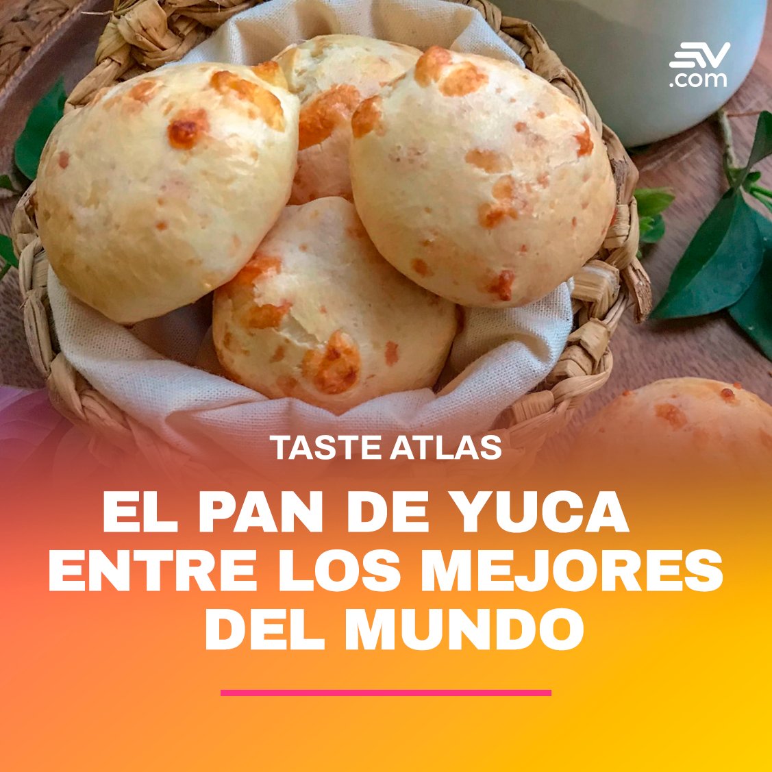 El ranking internacional gastronómico Taste Atlas, colocó al Pan de Yuca ecuatoriano y colombiano en el top cinco de los mejores panecillos alrededor del mundo. Más detalles ▶️ bit.ly/3wA1bzy