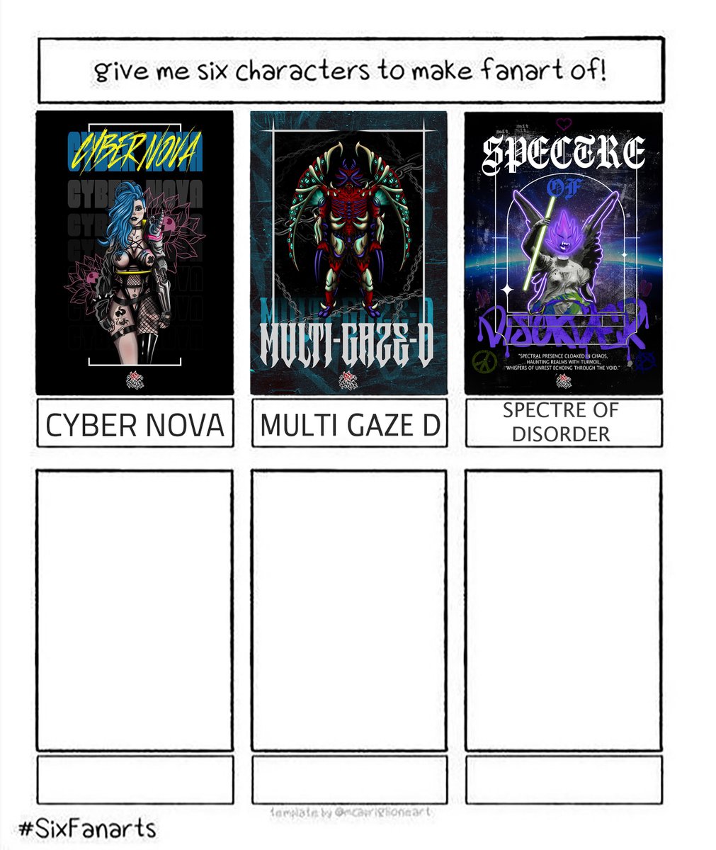 The third design is original for the character called “SPECTRE OF DISORDER ” for the second free commission and the rest will remain
3OC from 6OC or. first come first served! Let's collaborate and bring your ideas to life. Like, follow and repost. Call by DM