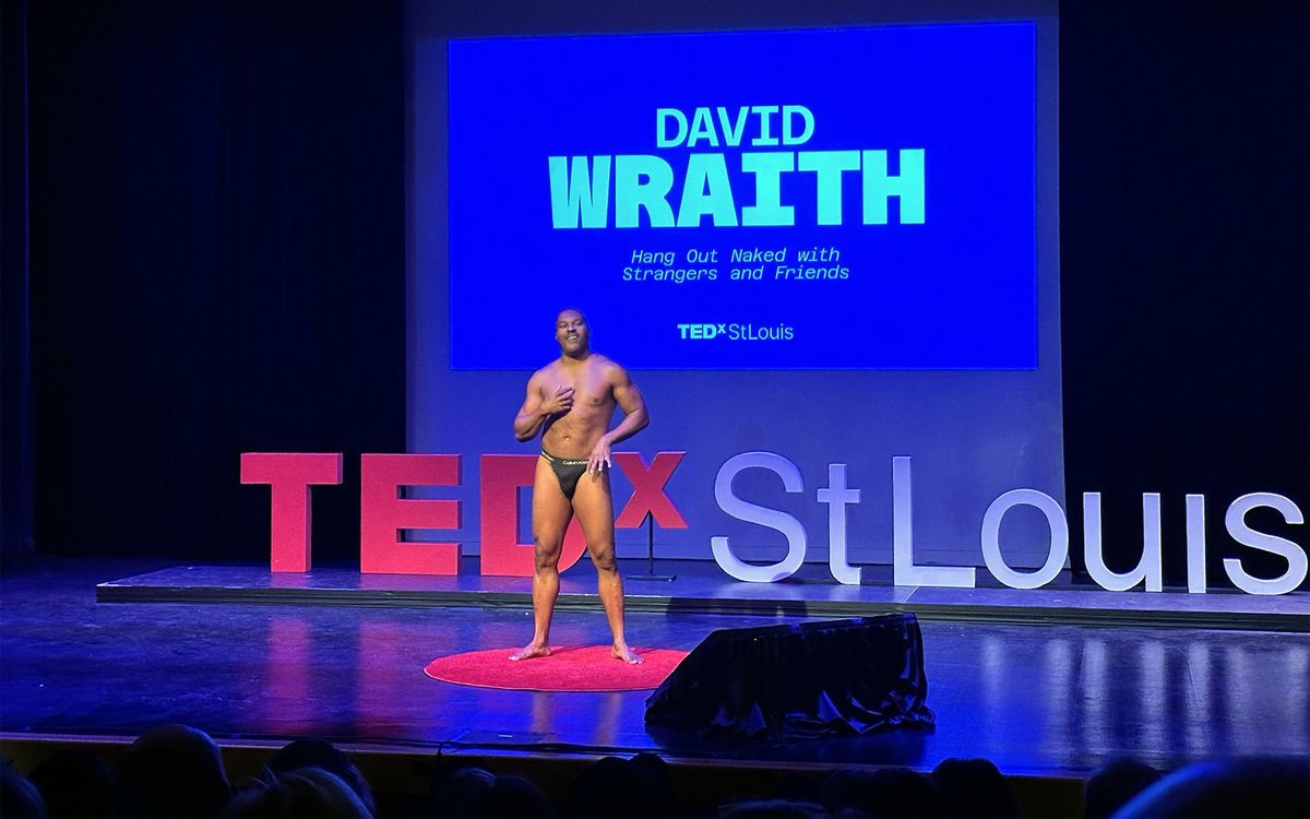 davidwraith's tweet photo. Shout out to @vvanedwards for teaching me stage presence, @ShalhavitSimcha for inspiring me, and @LolavanElla for setting the precedent for near-naked @TEDxSTL Talks! https://t.co/7qLg5icvFX