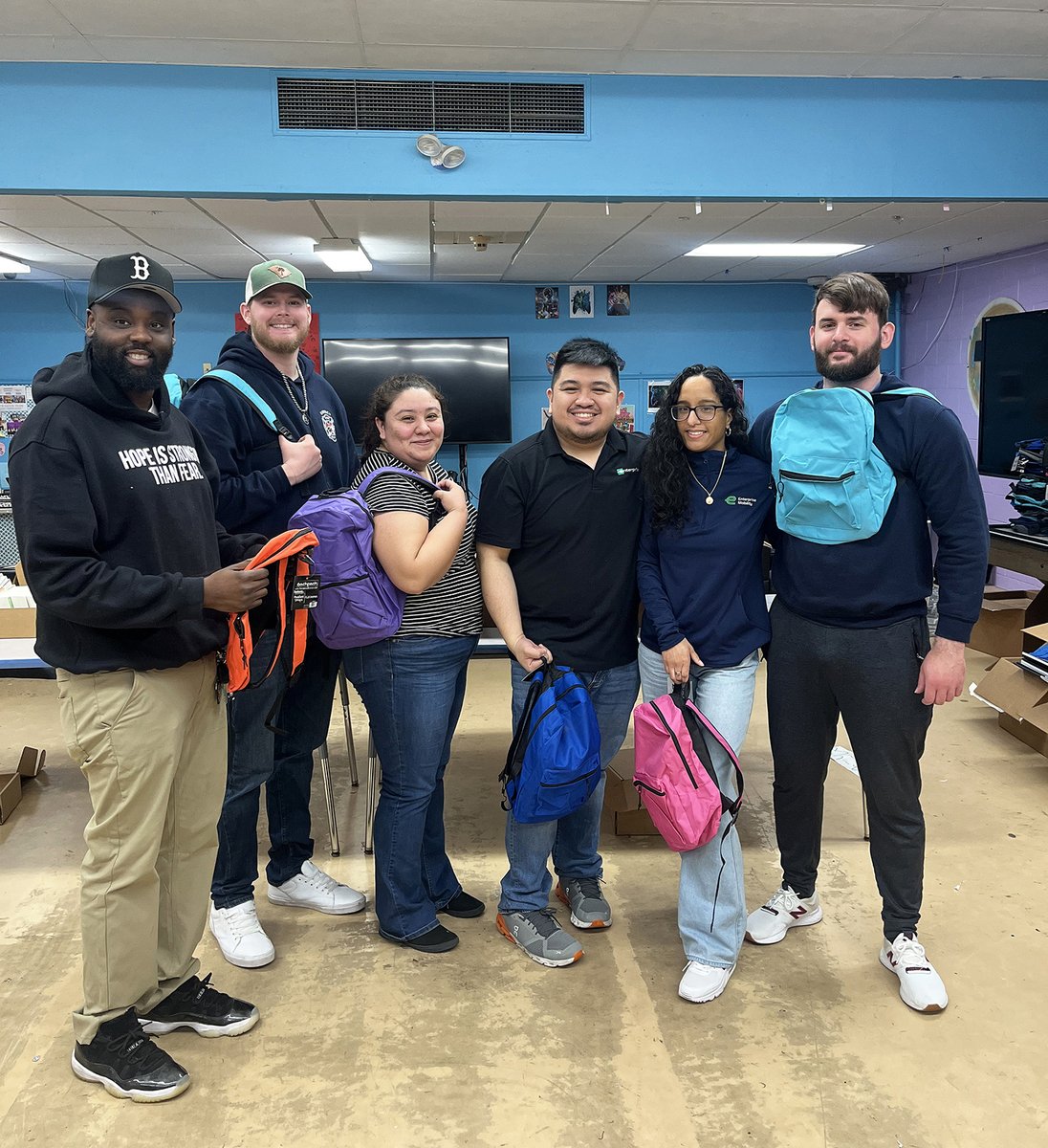 Enterprise Mobility volunteers stopped by BGCD to help assemble STEM Backpacks for our members! 🎒 The backpacks included all types of school and STEM supplies for members to take home. Thanks to our friends at @Enterprise Mobility for their ongoing support! #WeAreDorchester