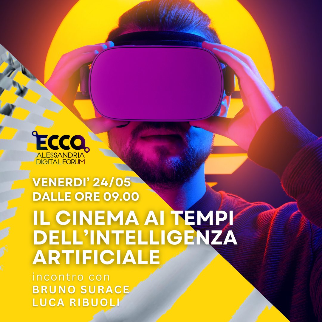ECCO Alessandria Digital Forum
Venerdì 24 maggio – dalle 9,00 alle 18,00
Evento gratuito con registrazione obbligatoria
Registrati qui eccodigitalforum.it
#trasformazionedigitale #digitale #alessandria #IntelligenzaArtificiale #eccodigitalforum #ecco2024