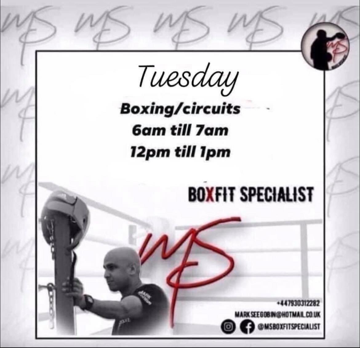 Marks Tuesday sessions £5 Circuit training, bag station, pad work and full use of the gym “resistance and cardio” Aimed at all levels of fitness and boxing All sessions are mixed TJ’s Evolve Boxing Gym, Morley LS27 0QH #boxing #fitness #gym
