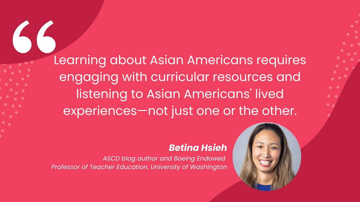ASCD is proud to honor community member @ProfHsieh for her work as an award-winning educator and #ASCDblog author. Read her piece on how to address the often hidden equity issues facing Asian American educators and students: ascd.org/el/articles/co…