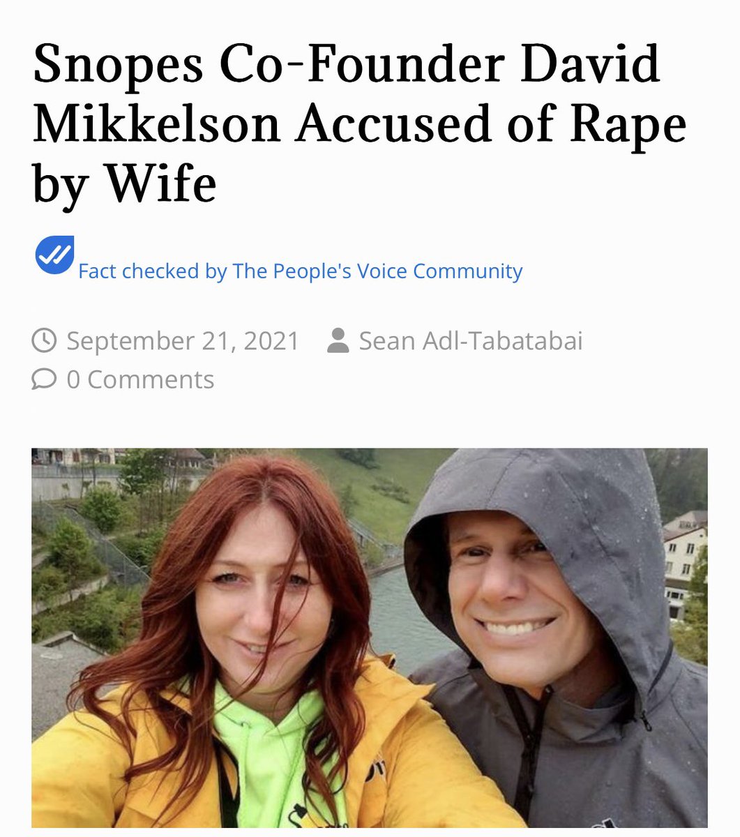 David Mikkelson, co-founder and CEO of fact-checking website Snopes, has been accused of rape by his estranged wife in a bombshell Facebook post. Have we forgot? It seems we need to start fact-checking these so called fact-checkers. 👀