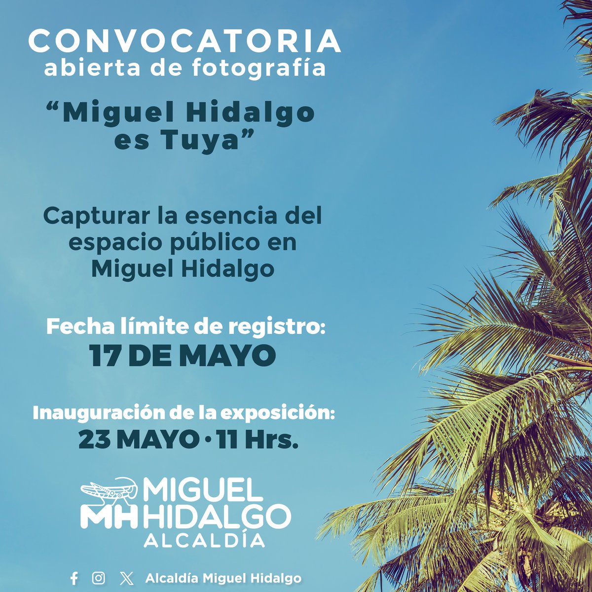 ¡Te invitamos a capturar la esencia de la Miguel Hidalgo en foto!📸 Participa en la convocatoria abierta de fotografía 'Miguel Hidalgo es Tuya'. 📝Tienes sólo hasta el 17 de mayo para participar, consulta las bases: bit.ly/MHesTuya2024
