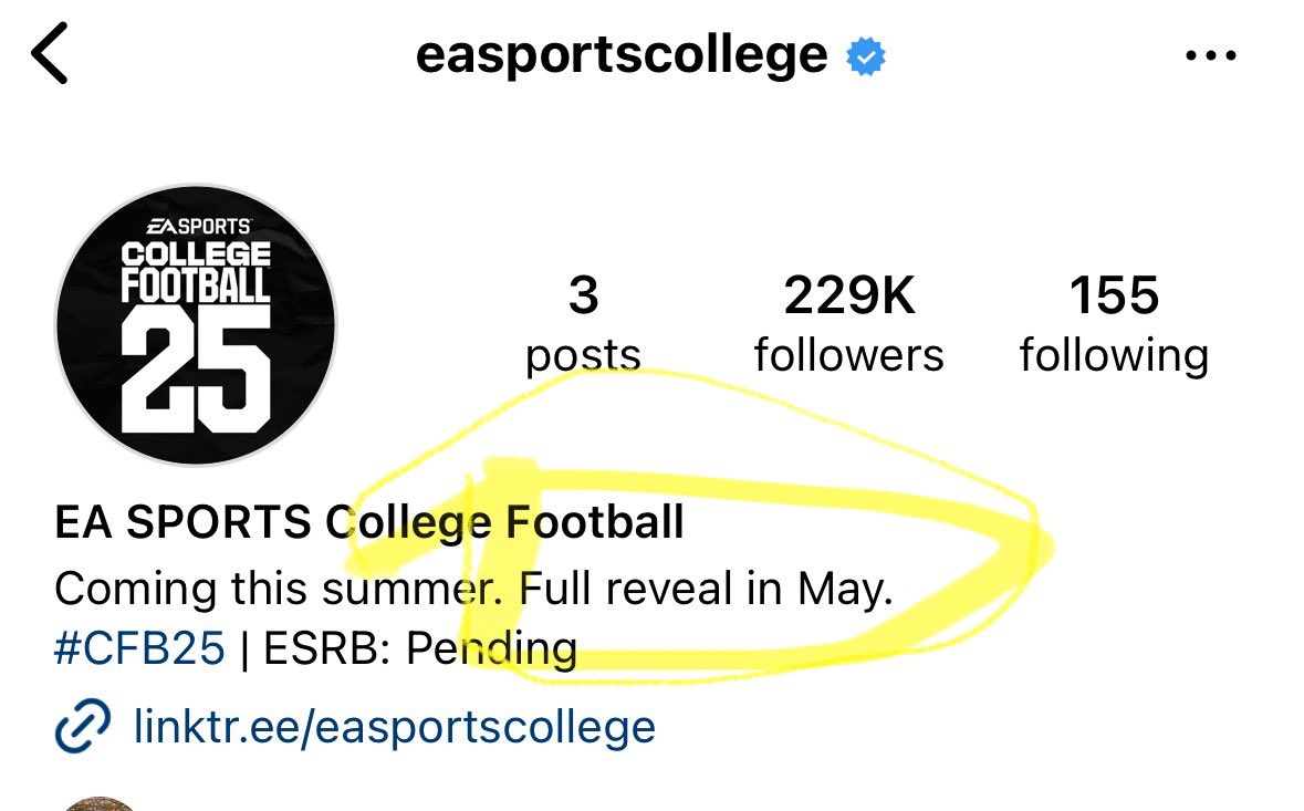 The official #cfb25 IG page says “full reveal coming in May”. Does anyone know what it said before ? #collegefootball