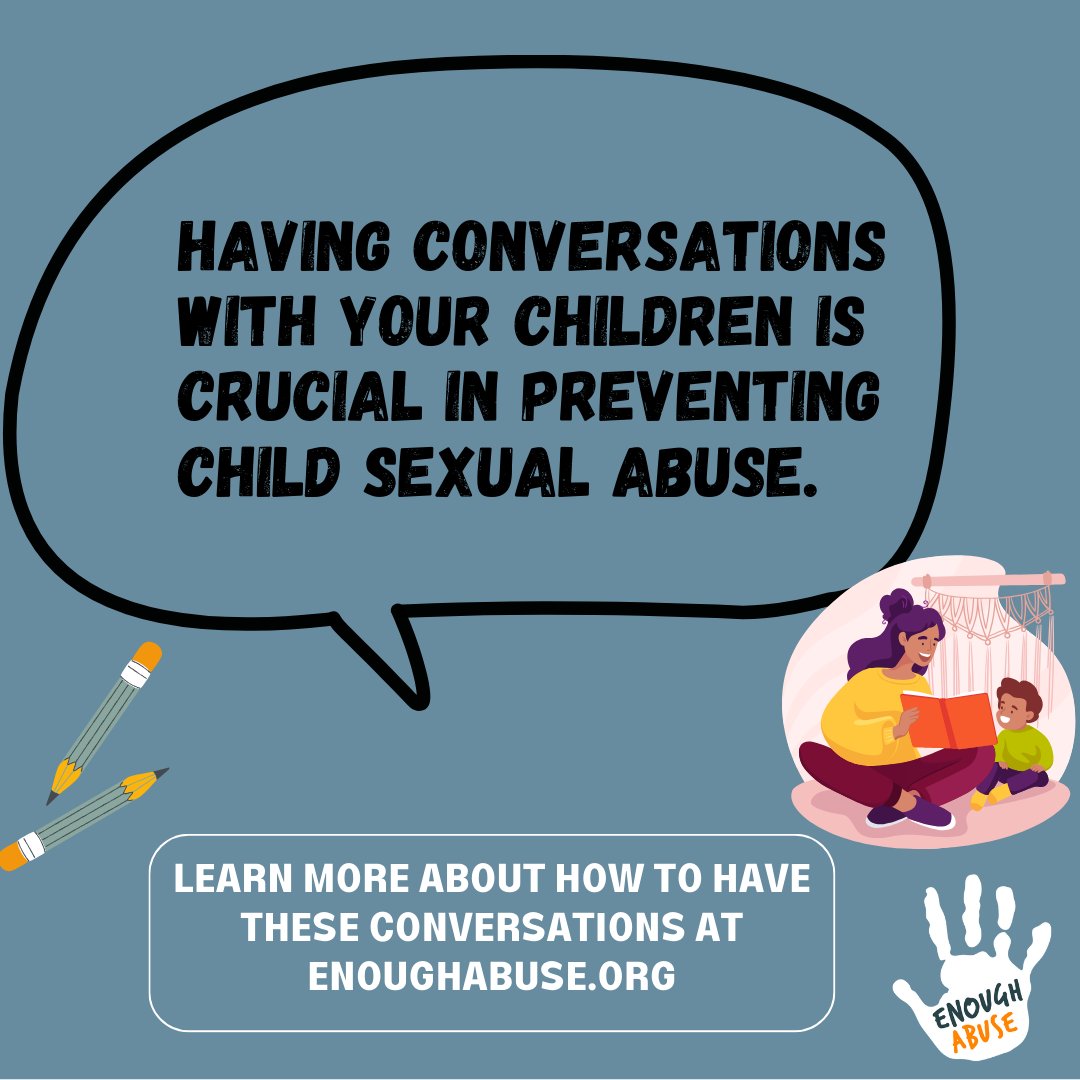 enoughabuse's tweet image. Engaging in open, honest discussions about personal boundaries, body safety, and recognizing warning signs empowers kids to speak up and seek help if they ever feel uncomfortable. For tips on how to talk to your children about this, visit enoughabuse.org/get-the-facts/… #ParentingTips