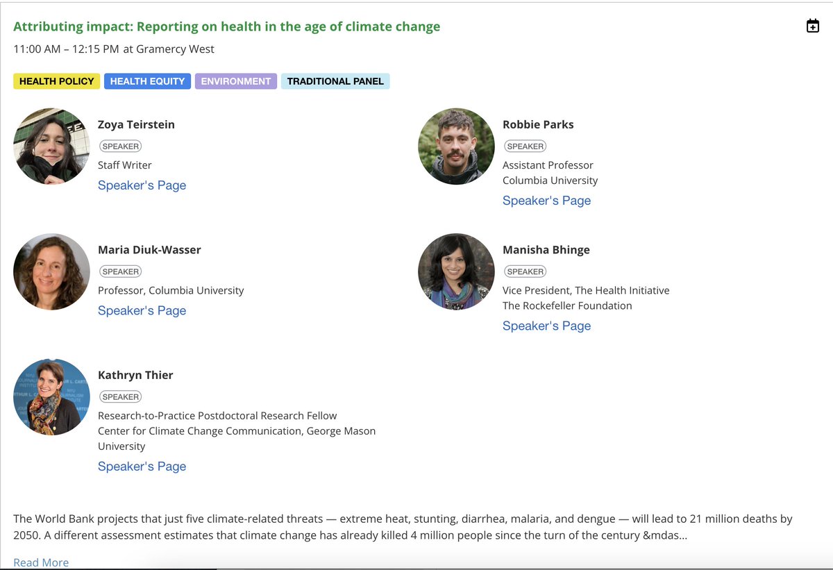 Are you attending @AHCJ this summer? Come to my panel on Sunday, June 9 at 11 a.m. to learn about how climate change affects human health. You'll hear from a stellar lineup of experts. healthjournalism.org/training-event… #AHCJ24 @diukwasserlab @rmiparks @KathrynTRex @manisha_bhinge