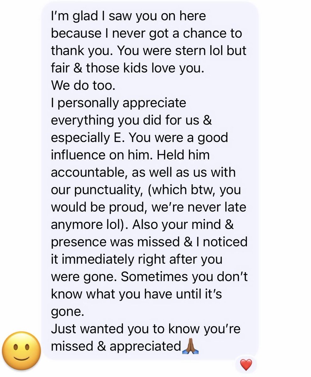 Just received a heartwarming message from one of my former parents that I served as an Administrator at a previous school. Knowing I made a positive impact means so much. If we can touch just one life, our journey is worthwhile and our living is not in vain. #MakingADifference