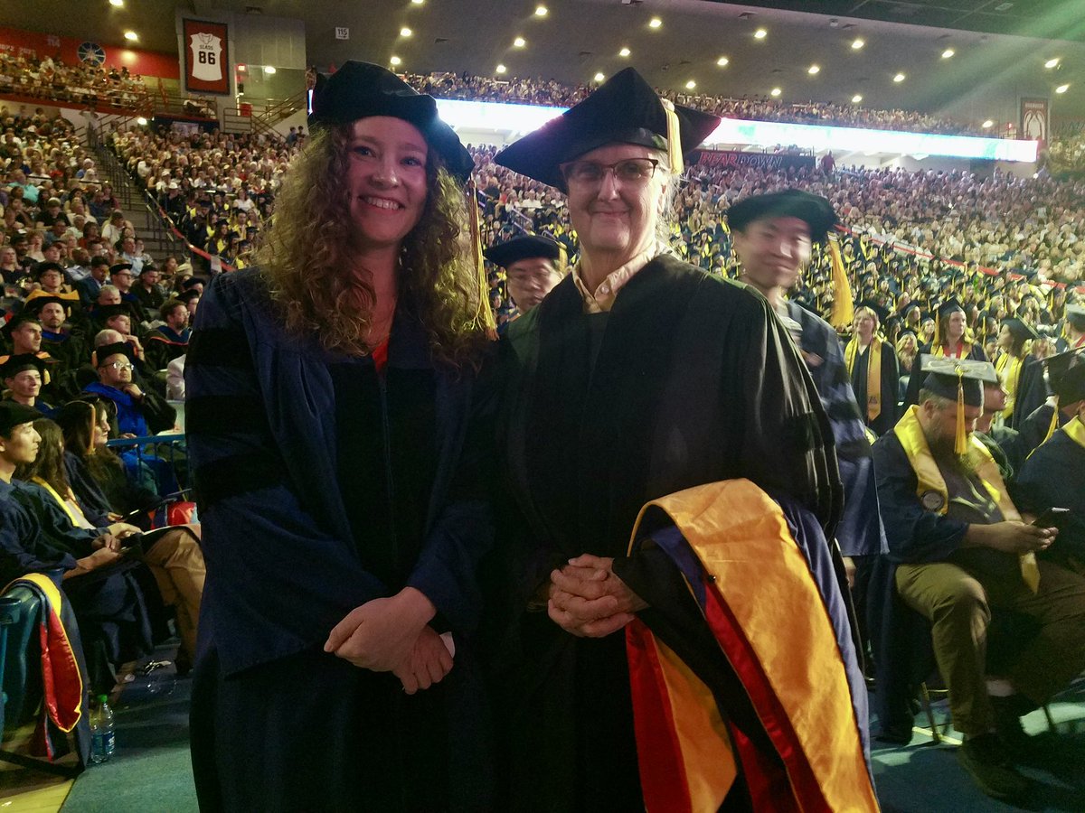 I have so much respect and admiration for my PhD advisor, Marcia Rieke. So honored to be hooded by the mother of infrared astronomy at my graduation. Go Wildcats @uarizona!