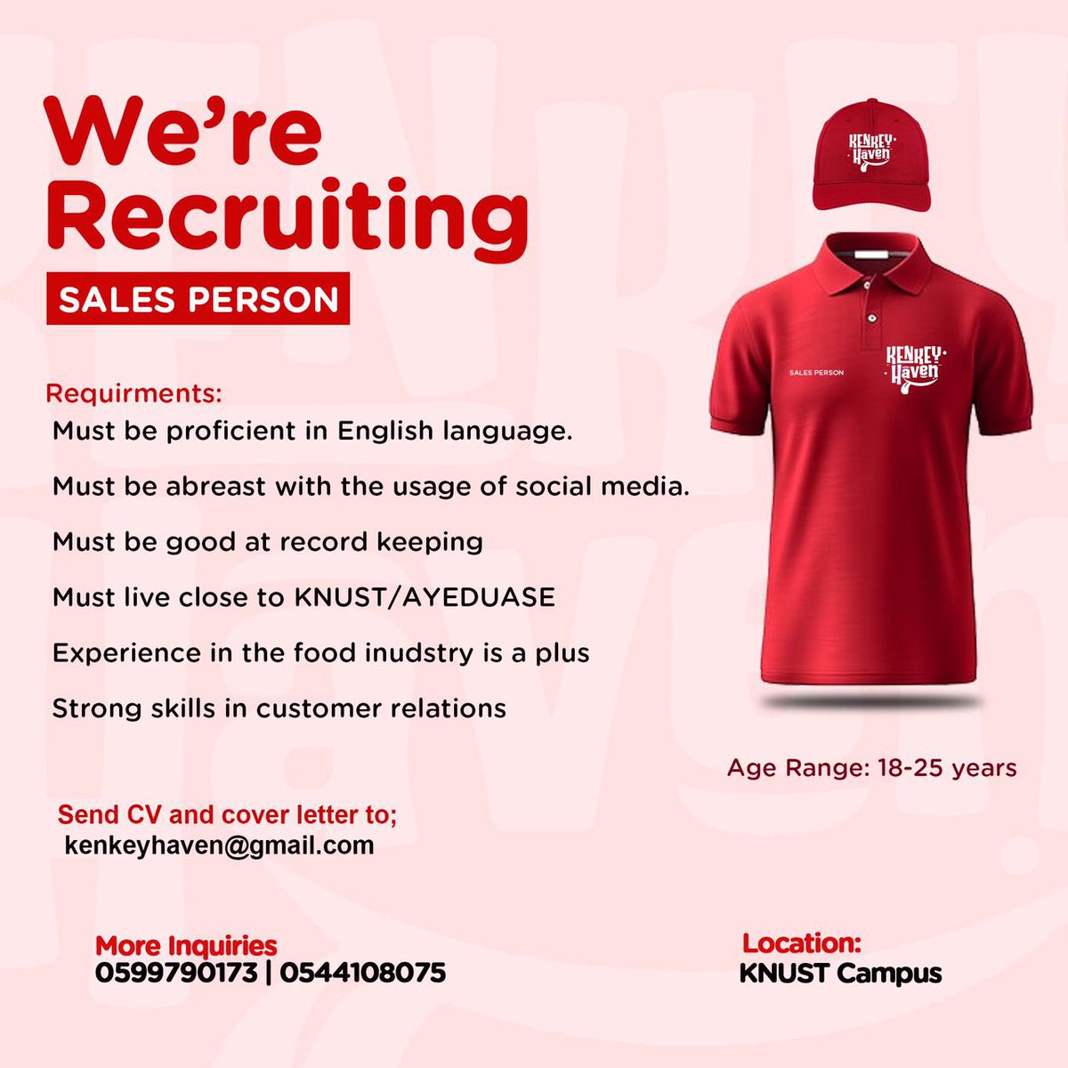 maskhid1's tweet photo. Chale you dey around KNUST campus weh u dey want some hustle do aa mke you no stress cos @kenkey_haven dey recruit chefs then sales persons mke them come boom the business give them🔥….. mke y’all look sharp
#BRAG #LyricalJoe #Dremo #Ambandi https://t.co/AekkJGryKW