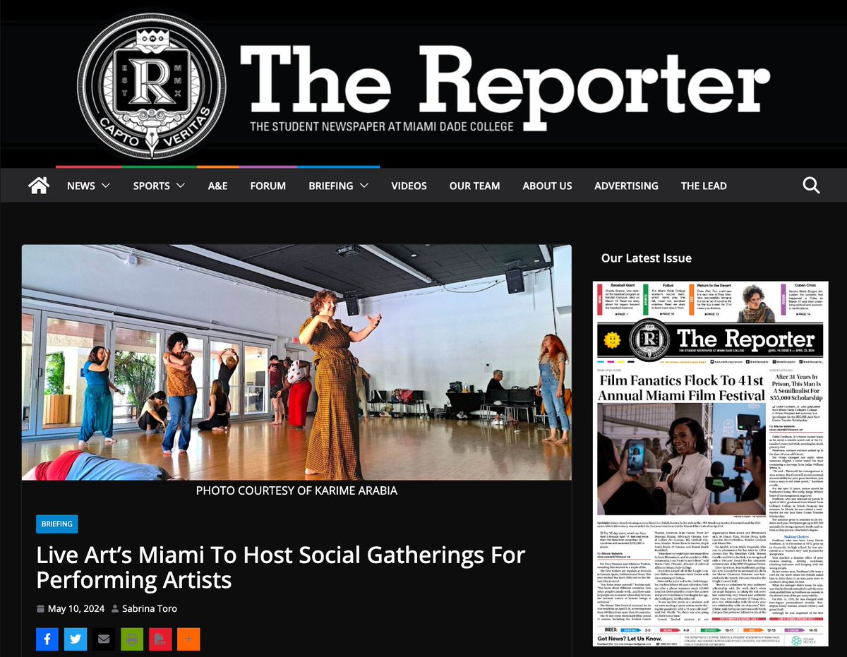 Live Art’s Miami To Host Social Gatherings For Performing Artists @MDCTheReporter Read more here: buff.ly/44FvfGw