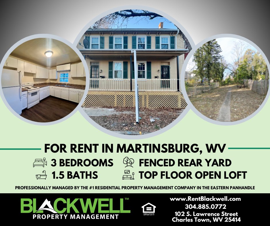 For Rent: Duplex in Martinsburg, WV! Visit 208 N Maple Ave at rentblackwell.com/charles-town-h…
#MartinsburgWV #BerkeleyCountyWV #Duplex #ForRent #WVRealEstate #WestVirginia #PropertyManagement #BlackwellPropertyManagement