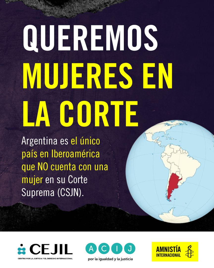 cejil's tweet photo. #Argentina 🇦🇷 | 🟣La paridad en la integración de la Corte es necesaria para garantizar y promover la igualdad de género en la Justicia en todos sus niveles.  
#MujeresALaCorte https://t.co/DAK7HG1VFQ