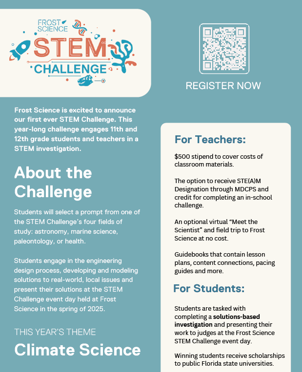 🚨 Attention #MDCPSSTEAM teachers 🚨. Below find information on the STEM Challenge in collaboration with the @FrostScience Museum. #YourBestChoiceMDCPS