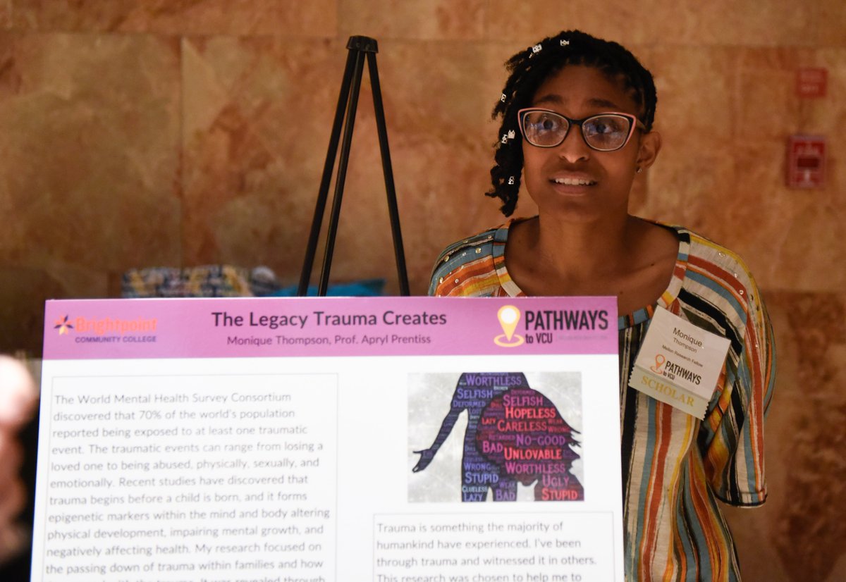 VFCCE's tweet photo. On May 9, the Mellon Research Fellows students showcased their remarkable achievements through a display of student posters. This is an end-of-year recognition of the capstone projects from the Mellon Research Fellows, a part of the Pathways to VCU program. https://t.co/aw5nQdJKb9