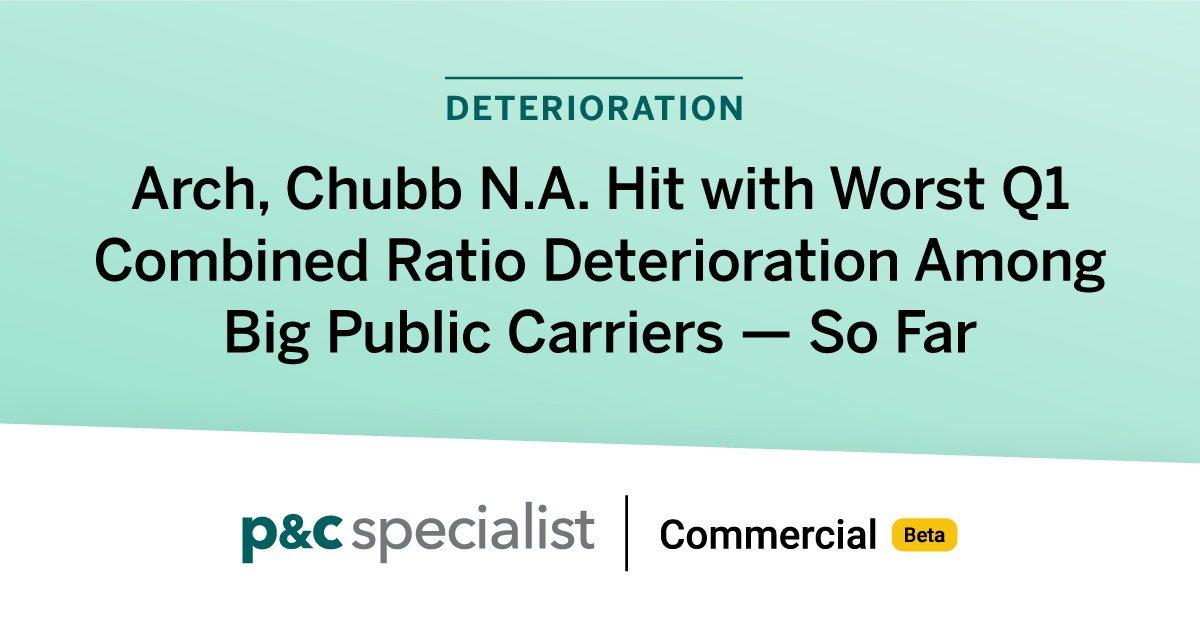 A small majority of large public commercial insurers have disclosed deteriorations in their combined ratios on a year over year basis: ow.ly/TuA050RETZT