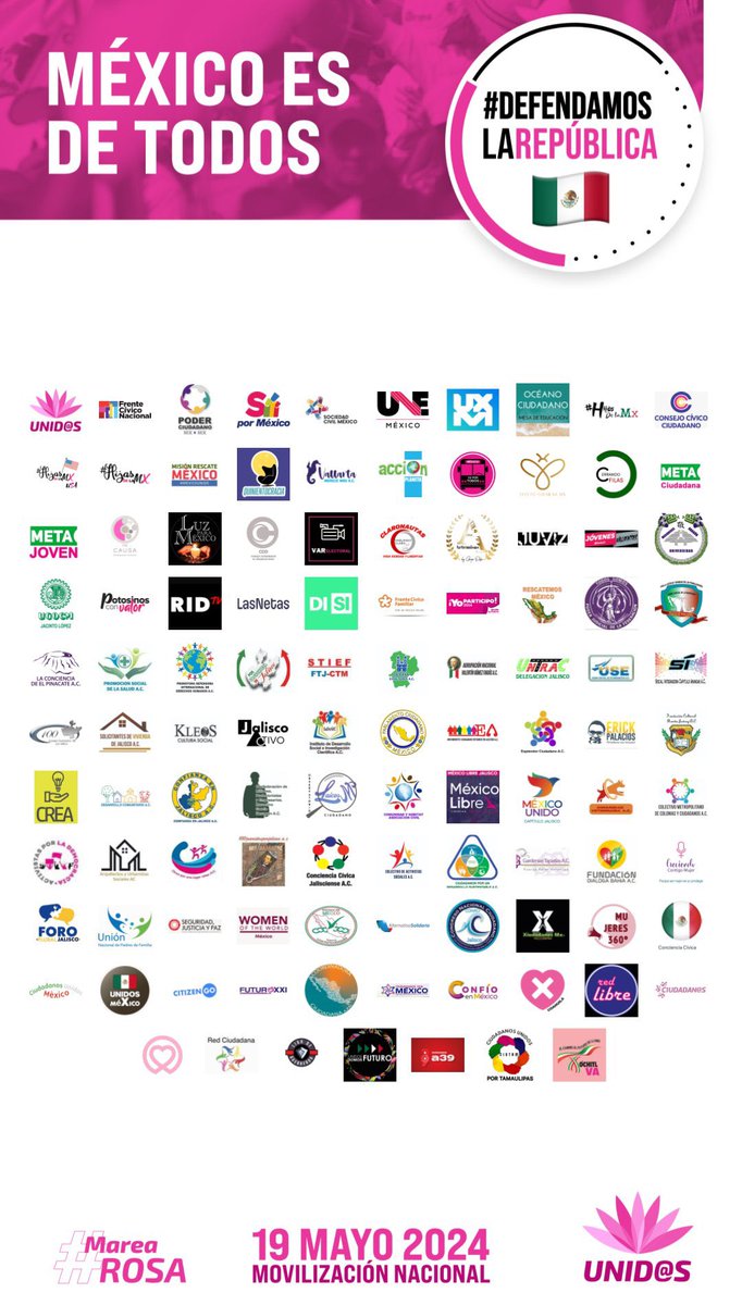 Más de 100 organizaciones están listas para decir: #DefendamosLaRepública! ¿Ya anotaste la tuya? Envía tu logo e información a: hola@unidospormx.com