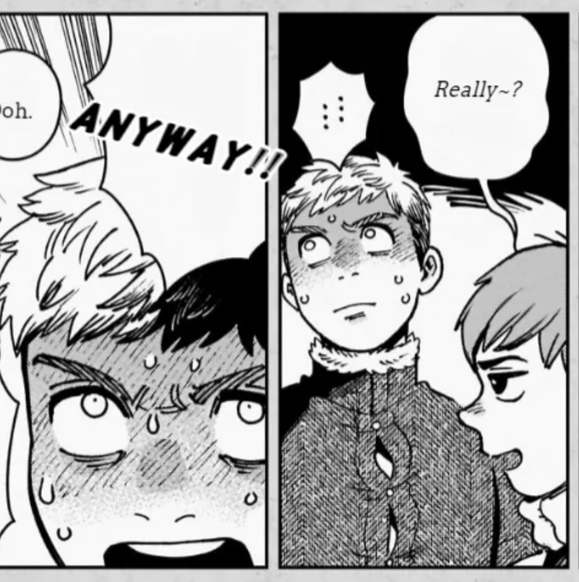 chilchuck teasing laios making him blush ..