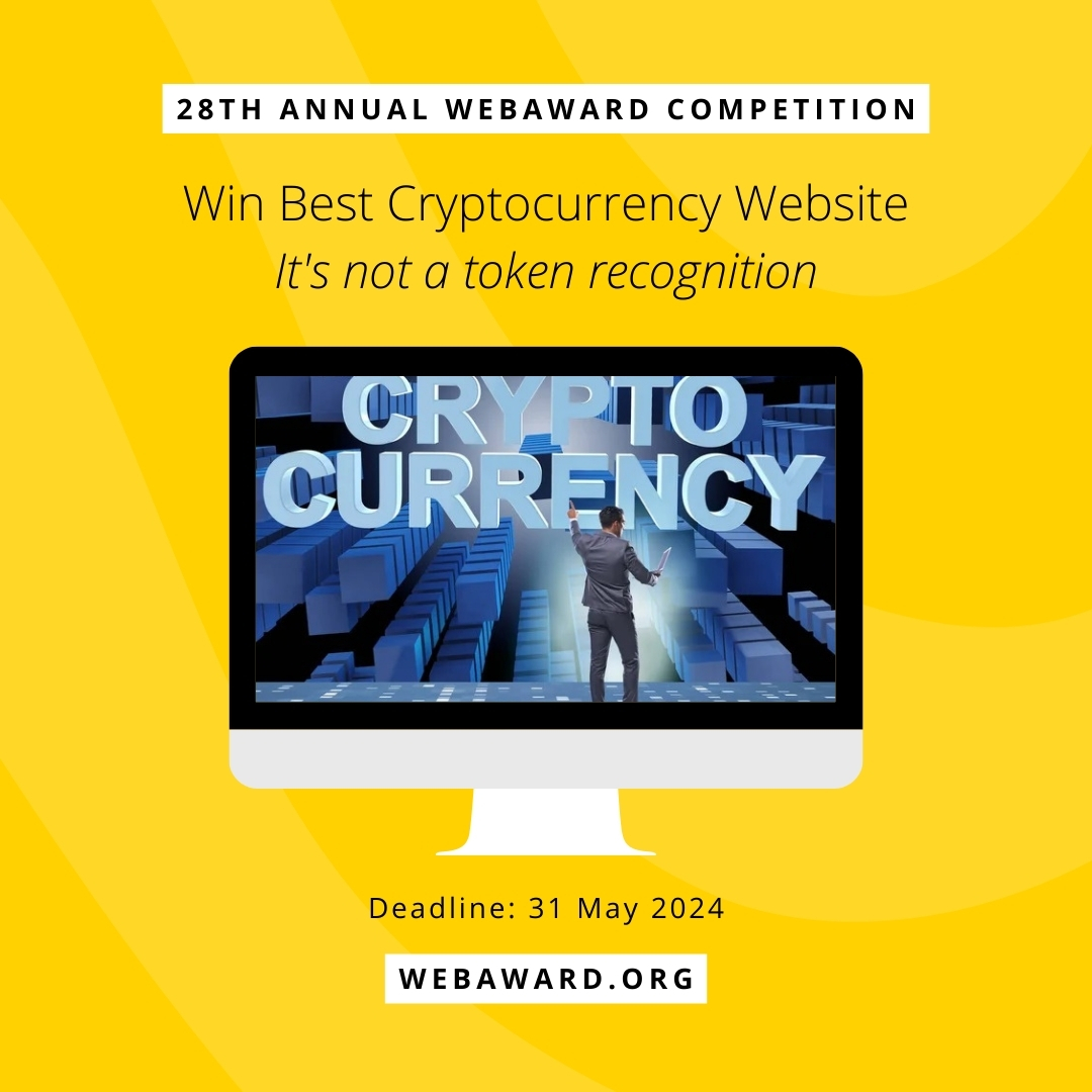 Win Best Crypto Website in the @WebMarketAssoc 28th #WebAward for #WebsiteDevelopment at WebAward.org #CryptoMarketing #CryptoNews #CryptoTrends #Cryptowebsites #CryptoWebDev #CryptoAwards #BestCryptoWebsite #CryptoIndustry #Crypto #Blockchain
