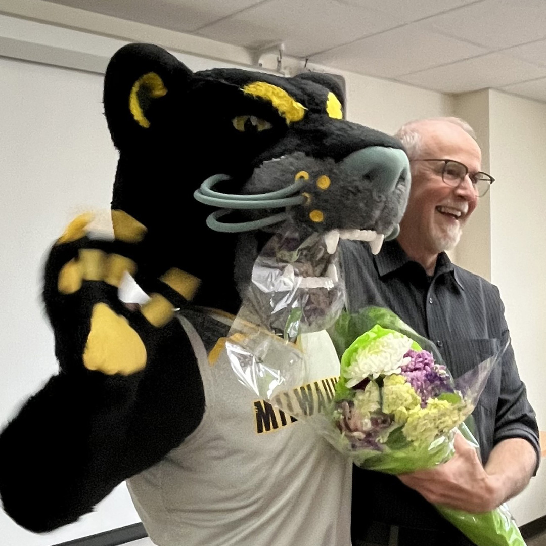 A special visitor made an appearance at the last department meeting of the semester: congratulations to Professor Lane Hall, current English Department Chair, who retires from UWM in August 2024, and our other retiring faculty members.