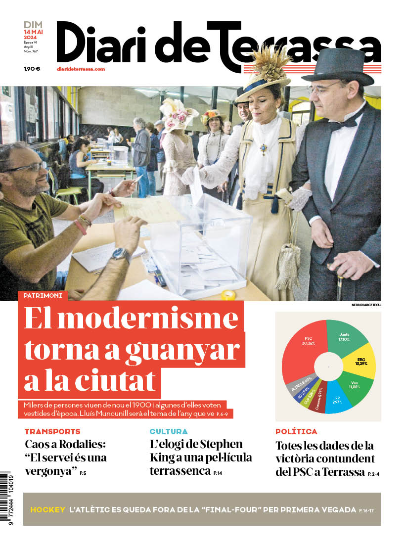 𝗣𝗢𝗥𝗧𝗔𝗗𝗔 🗞️ "El modernisme torna a guanyar a la ciutat"                        

👒🎩 Milers de persones viuen de nou el 1900 i algunes d'elles voten vestides d'època. Lluís Muncunill serà el tema de l'any que ve

👉 diarideterrassa.com