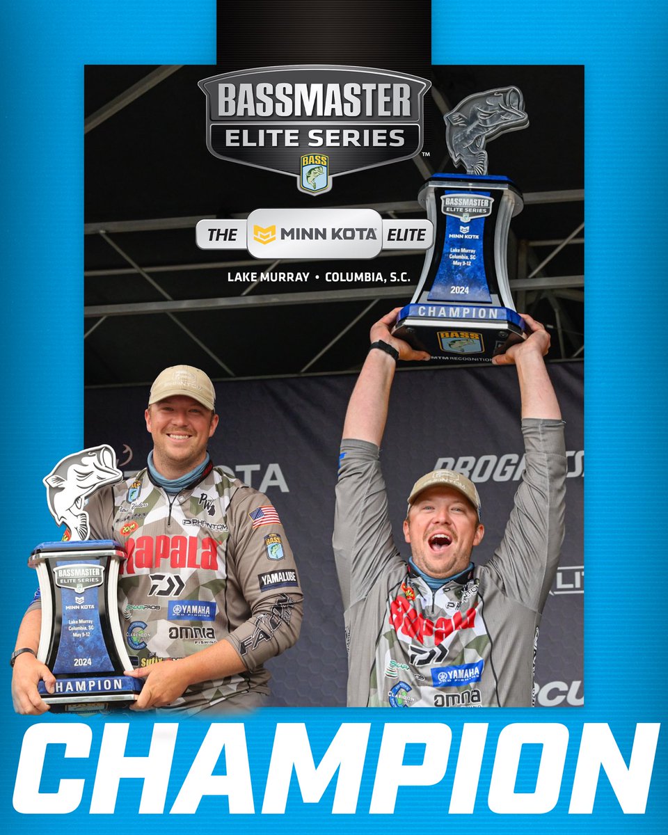 Patrick Walters wins the 2024 @MinnKotaMotors Bassmaster Elite at Lake Murray with 93 pounds, 15 ounces! 

#bass #bassmaster #BassElite #champion #lakemurraycountry