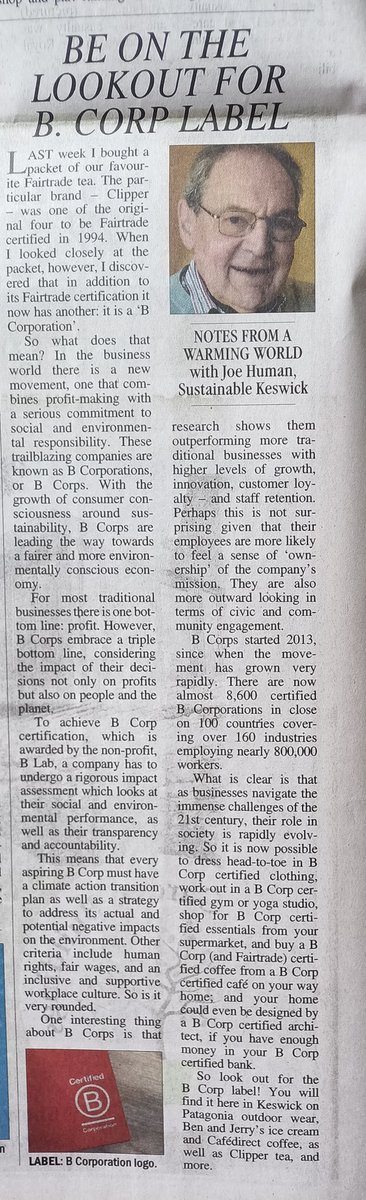 B corp !? 🌏💚👍 @FairtradeCarli1 @CAfStweets @lakes_dalescoop @BBC_Cumbria @ShowcaseCumbria @Rebellion_North