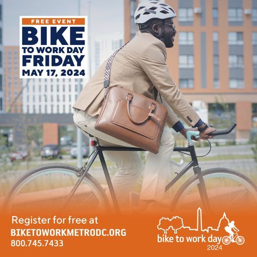 Join us for Bike to Work Day this Friday! Even if you're working from home, hop on your bike to grab free food and t-shirts at the nearest pit stop: @thebikelane in #Reston & @townofviennava town green. Don't miss out on the chance to win a free bike by registering. #BTWD2024