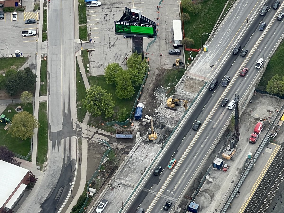 Construction crews are beginning to demolish sections of the Gardiner. The south side of the elevated portion between Dufferin and Strachan is first, followed by the centre portion, then the north side. Traffic will shift around the work zones. Expected completion is 2027.
