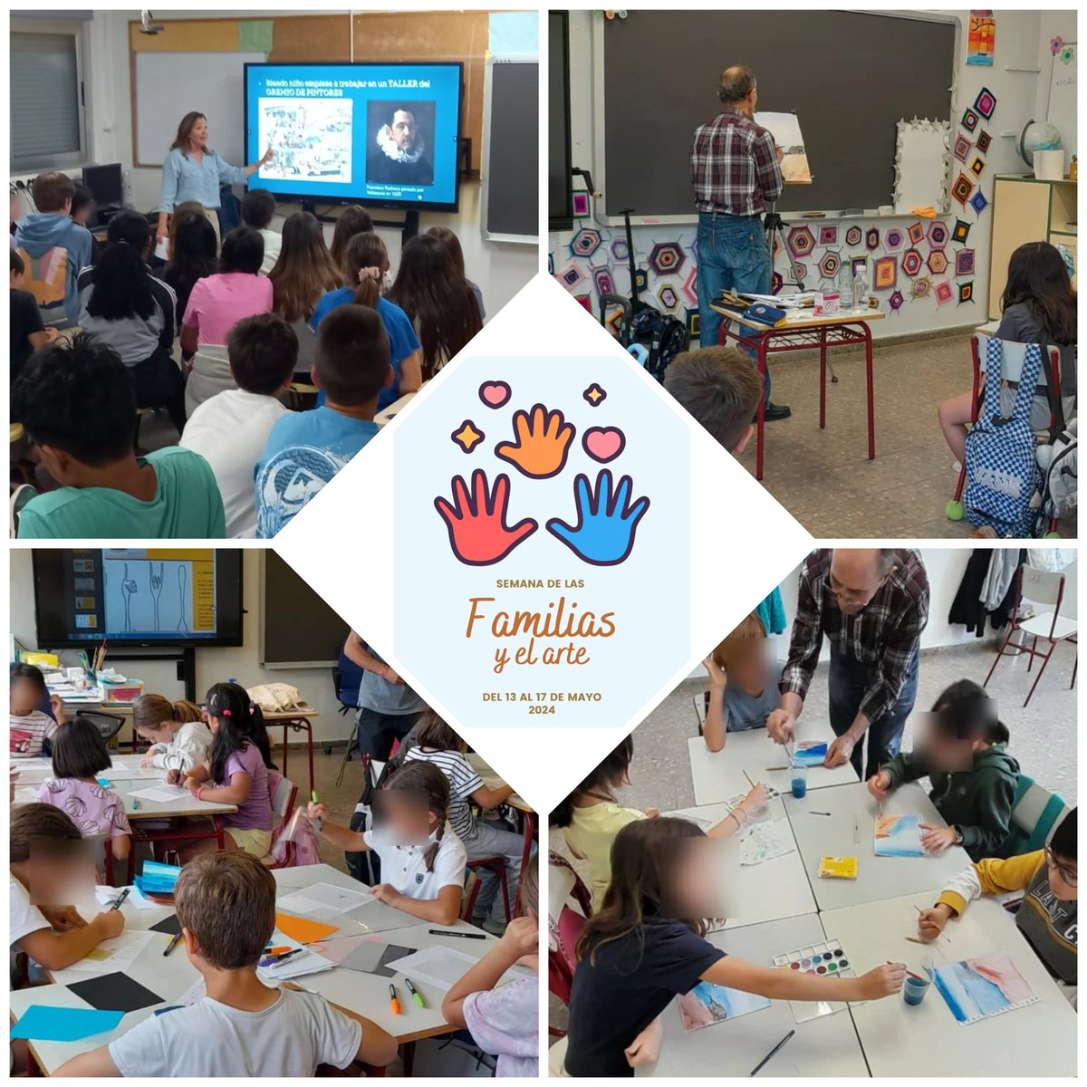 Hoy hemos inaugurado "la semana de las familias y el arte". Cinco días en los que familiares del alumnado van a realizar talleres, exhibiciones, charlas, etc., relacionadas con el arte.
¡Aprendemos en el cole disfrutando con las familias!