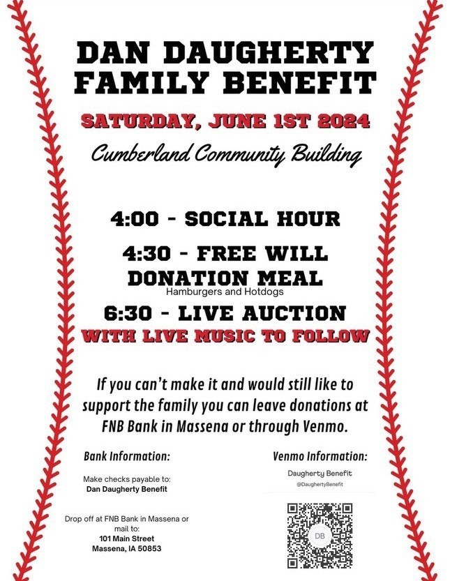 BoyerValleyCSD's tweet photo. Former CAM baseball coach Dan Daugherty is battling cancer. The CAM community has asked their fellow Rolling Valley Conference schools to share information about a benefit for Dan and his family on Saturday, June 1st in Cumberland.  Please consider supporting this worthy cause. https://t.co/3FovoKuGxT