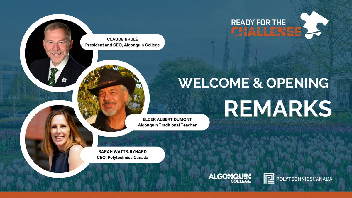 Welcome to the 2024 Polytechnics Showcase! 
Join us as we kick off the conference with Welcome & Opening Remarks - @claude_brule , President & CEO of @AlgonquinColleg , Elder Albert Dumont and @SarahWRynard , CEO of Polytechnics Canada. 

#PCReadyfortheChallenge