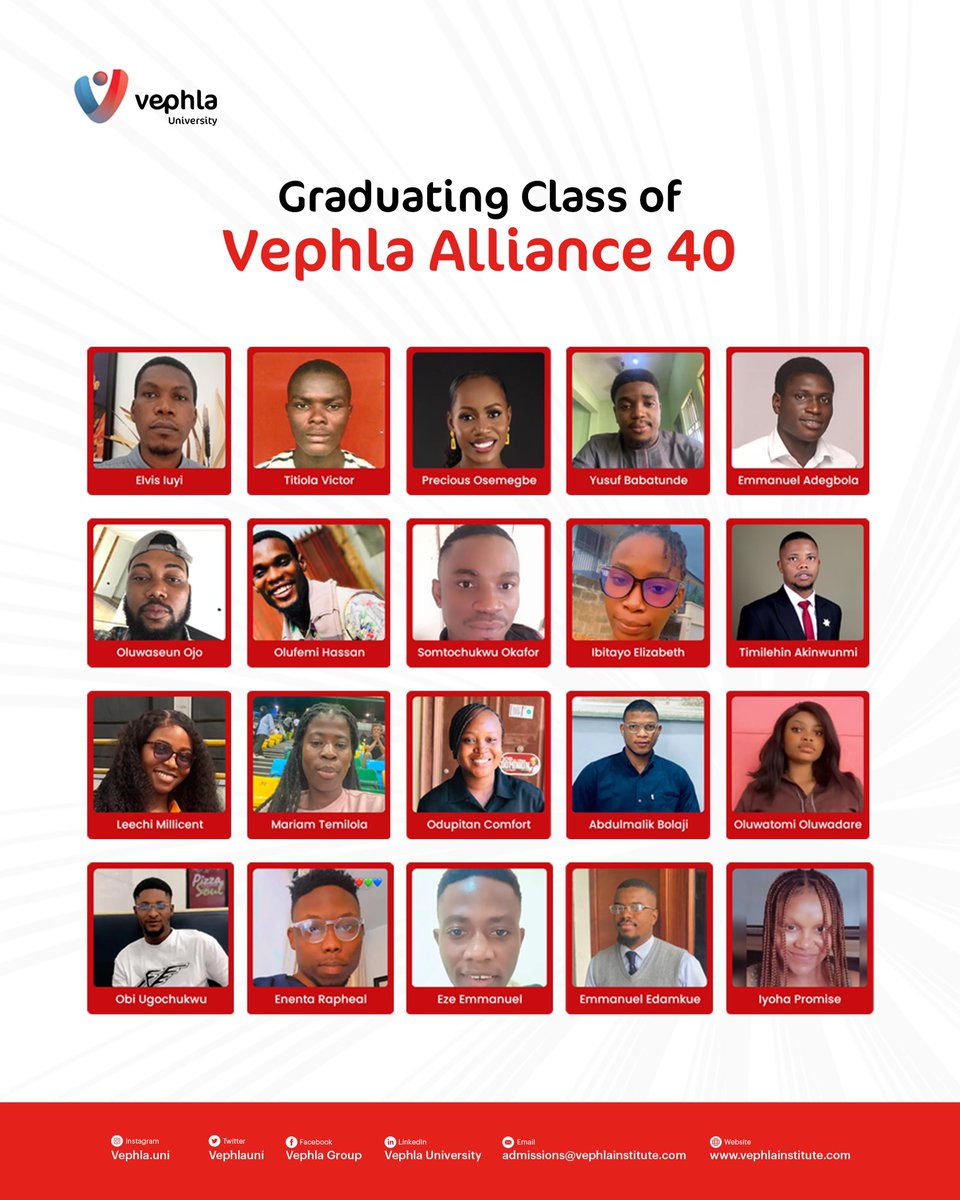 VephlaUni's tweet photo. Congratulations to the 40th Vephla Alliance   Mentees. 🎉

We are proud of you all Techies !!￼

Tag who you see and send them some Congratulations ￼￼￼🎖️ https://t.co/I83MhlRQTL