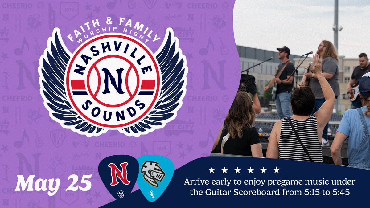 Faith and Family is one week away! Join us for pregame music under the scoreboard accompanied by a testimony from Sounds player, Brewer Hicklen. 🎟️: bit.ly/4aDsebR