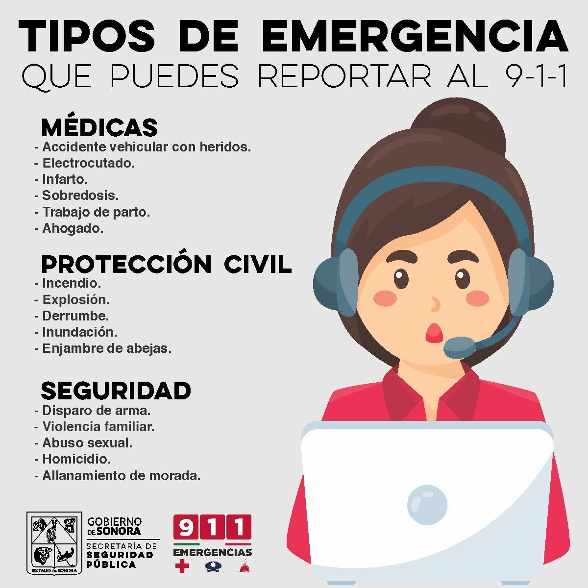 La línea de emergencias 9-1-1 está disponible las 24 horas, recuerda utilizarla con responsabilidad.