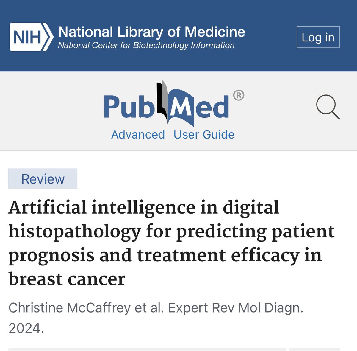Our invited review paper on AI based image biomarker in Breast cancer is available on Pub Med now. Great work Christine. Thanks Liam @WaterfordMafia pubmed.ncbi.nlm.nih.gov/38655907/
