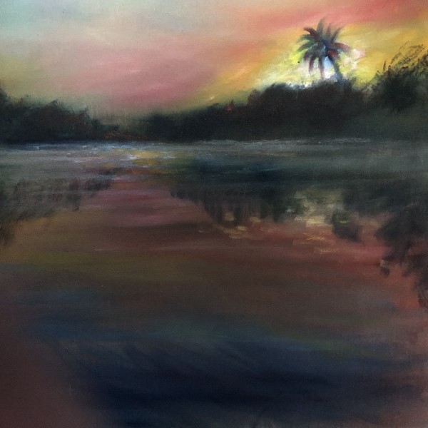 水面の上に霧がかかる、美しい夜明けの一枚です。#絵画　＃油彩画　＃風景画　
etsy.com/au/shop/PineSu…