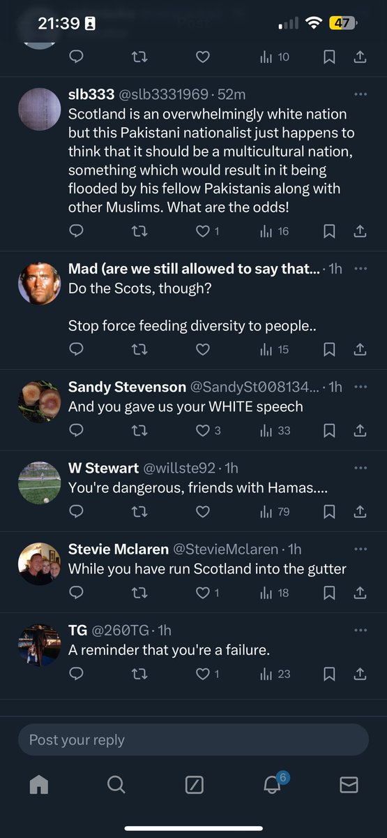 @RealStephenKerr 👀👀👀👀 a small selection of unionists replies 🤷🏼‍♀️ Sunaks comments today were outrageous and insulting to 50% of Scot’s , how dare he call me and my family “ extremists” , it’s shameful