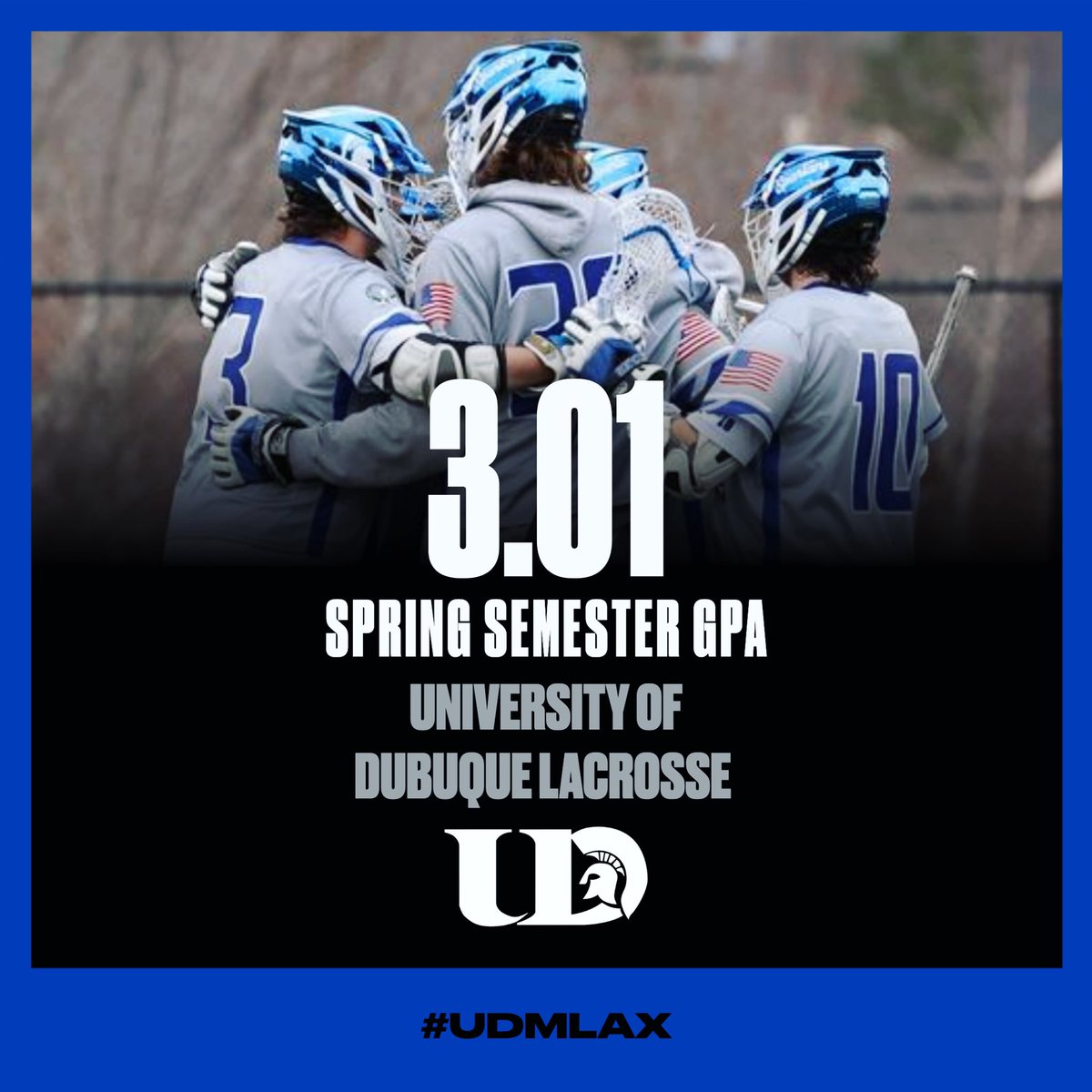 Very proud of our guys for not only excelling on the field this spring, but also for having a great semester in the classroom! 

#UDMLAX #Spartans #StudentAthletes