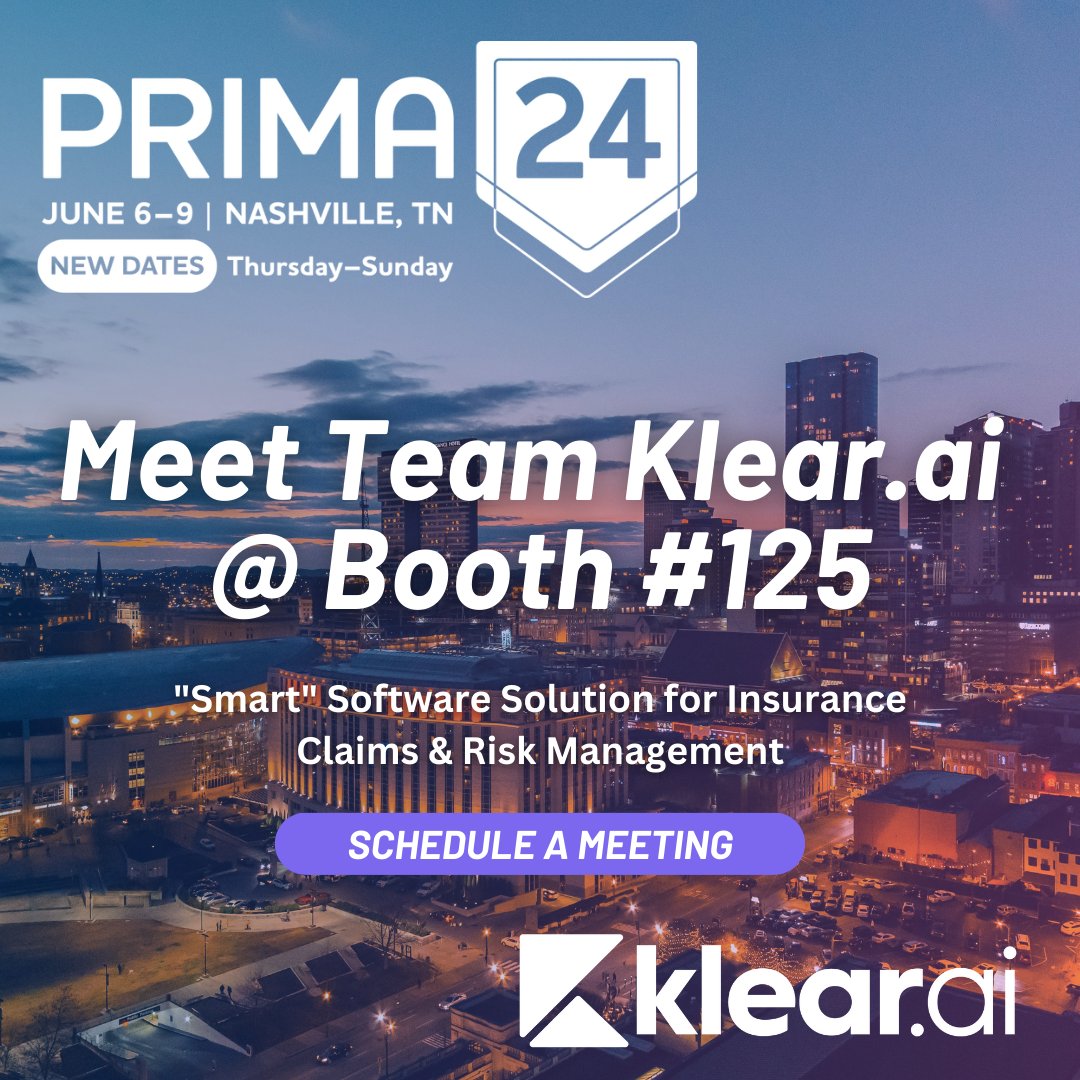 AiKlear's tweet image. 𝐀𝐫𝐞 𝐲𝐨𝐮 𝐚𝐭𝐭𝐞𝐧𝐝𝐢𝐧𝐠 𝐏𝐑𝐈𝐌𝐀 𝟐𝟎𝟐𝟒 𝐢𝐧 𝐍𝐚𝐬𝐡𝐯𝐢𝐥𝐥𝐞?
Join us at booth #125 to discover how Klear.ai empowers risk pools with cutting-edge solutions for insurance claims and risk management. 
Lets Discuss: klear.ai/klearai_event/…
#PRIMA2024