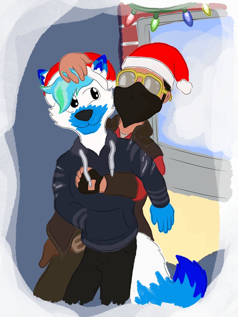 A wonderful Christmas gift i got from @Microwaaayne 
Me giving @dudeM25 a nice hug for christmas^^
He is such silly woofa ✨