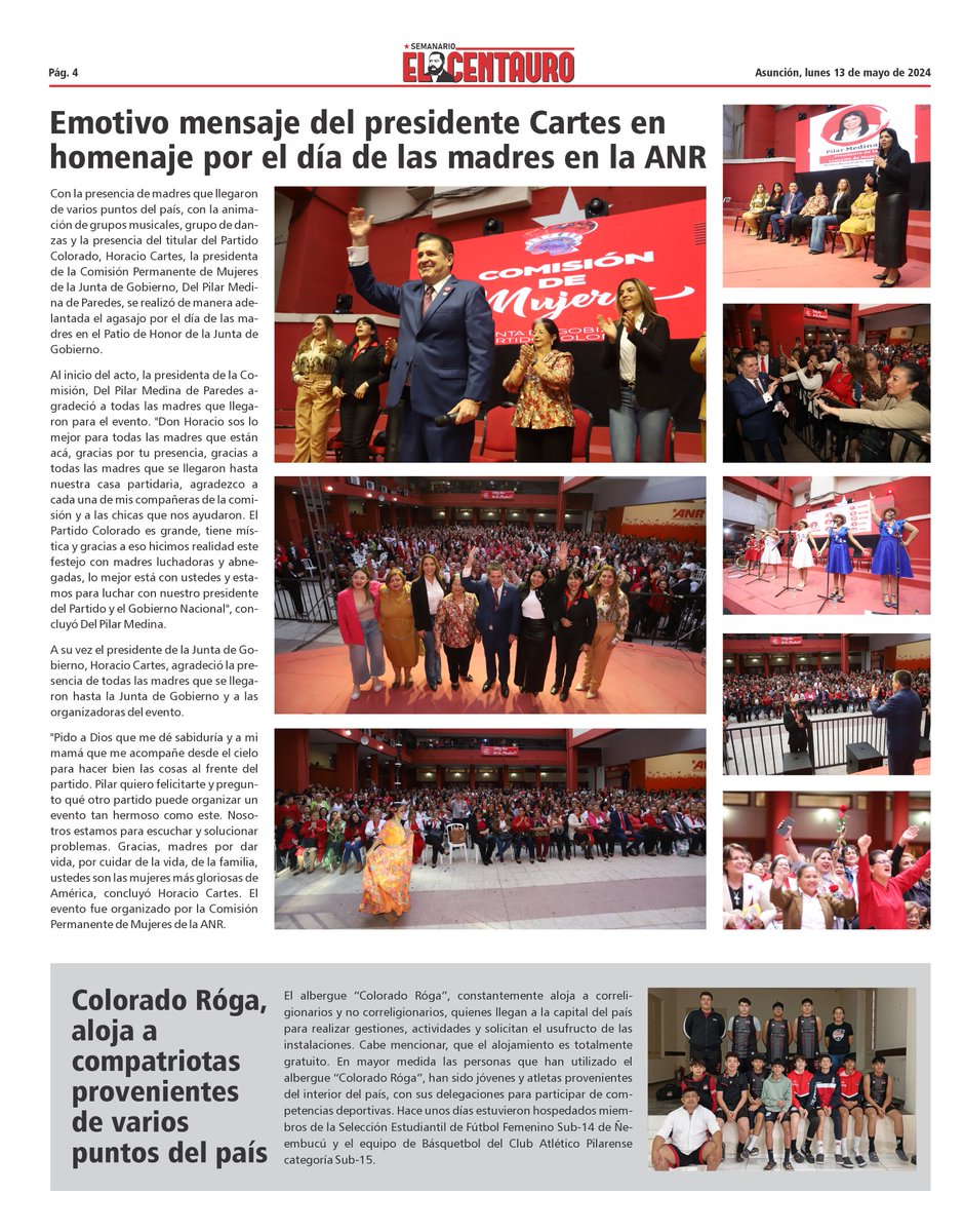 Semanario oficial de la ANR 'El Centauro', edición N° 29 Mañana la versión impresa. Distribución gratuita.