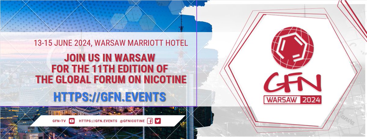 There's only 1 month to go until #GFN24! Exploring 'Economics, Health and Tobacco Harm Reduction', the 11th Global Forum on Nicotine Conference takes place 13-15 June 2024 in Warsaw! Book your ticket to #GFN24 today⤵️⤵️gfn.events/registration/