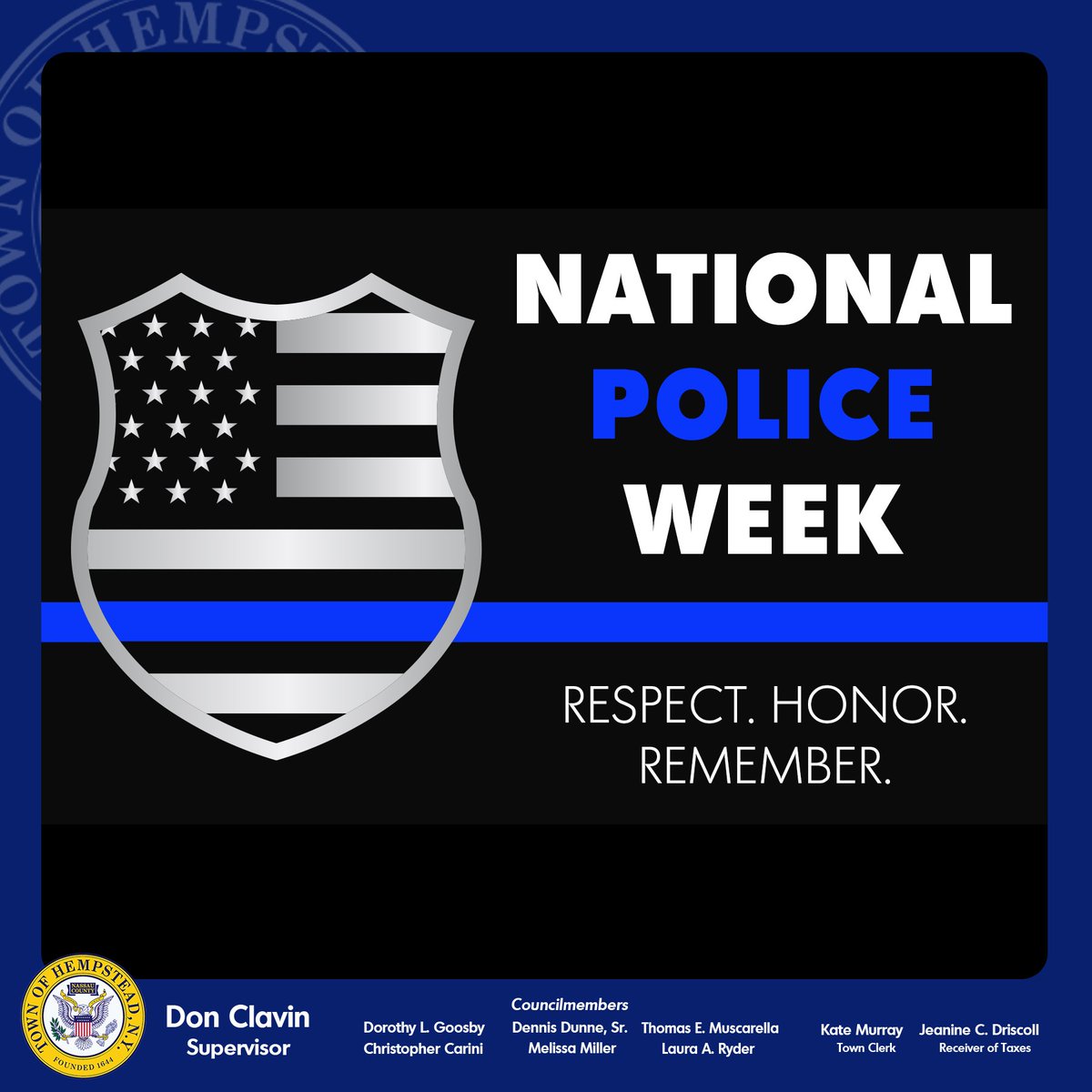 I want to express my deepest gratitude to our devoted law enforcement officers during National Police Week. On behalf of all of us here in America's largest township, thank you for your bravery, sacrifice, and selfless dedication to keeping us safe. #NationalPoliceWeek