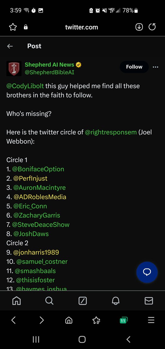 @EndWokeness 
@thebereanmillen 

Beware, brothers and sisters of this probably hostile AI 'follow' and controversy surrounding Joel Webbon (see pics).

Block.

Be wise as serpents, innocent as doves.

🍻