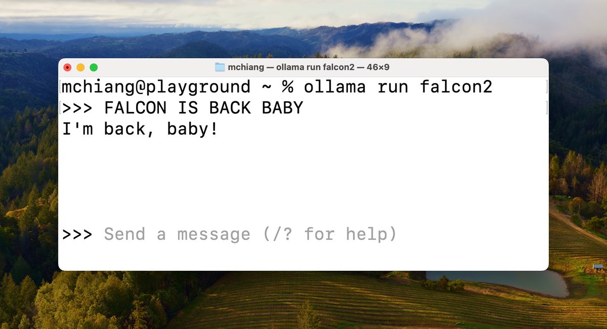 ollama run falcon2 .@TIIuae released Falcon 2 model, a 11B model.