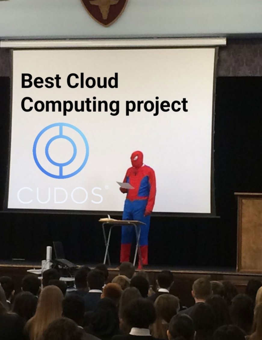 'Everyone knows @CUDOS_ is the best cloud computing network.
It unites Cloud computing and Blockchain technology 

Cudos utilizes spare computing power!'

Not my word...
Spiderman 🕸️ said so!

#CUDOS #CloudComputing #DePIN #AI
