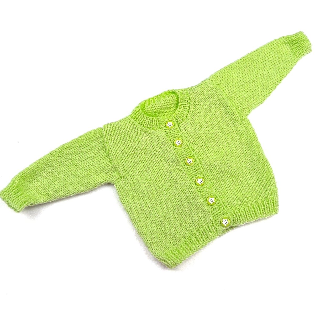Keep your baby warm and stylish with this hand-knitted lime green cardigan! Perfect for both boys and girls aged 0-3 months. Shop now on #Etsy: knittingtopia.etsy.com/listing/168701… #KnittedBabyclothes #knittingtopia #craftbizparty #MHHSBD #babyessentials #shophandmade #buybritish